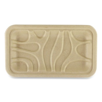 World Centric 1-Compartment 8.3 in. x 4.9 in. x 0.7 in. PLA Lined PFAS-Free Paper Fiber Trays - Natural (500/Carton)