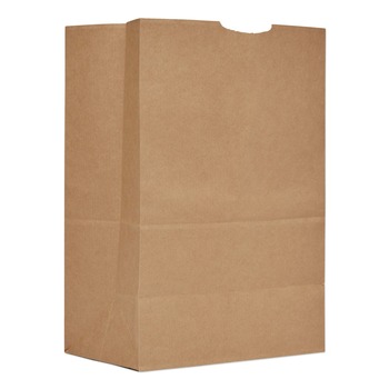 Ross & Wallace Paper Products 57 lbs. Capacity 12 in. x 7 in. x 17 in. Grocery Paper Bags - Kraft (500/Bundle)