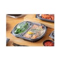 Food Service | Pactiv Corp. YCN8467H00D0 9.38 x 8 x 1.25 ClearView MealMaster 2-Compartment Dome Plastic Lid with Fog Gard Coating - Clear (252/Carton) image number 4