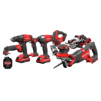 Factory Reconditioned Craftsman V20 Lithium-Ion Cordless 8-Tool Combo Kit with 2 Batteries (2 Ah)