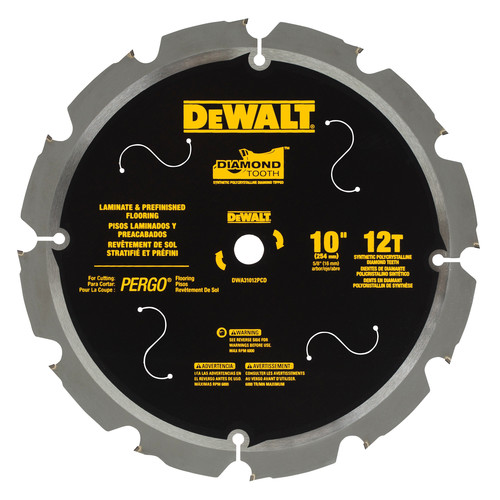 Circular Saw Accessories | Dewalt DWA31012PCD 10 in. 12-Tooth PCD Tipped Laminate Cutting Blade image number 0