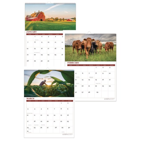Calendars & Planners | House of Doolittle 316 11 in. x 14 in. 12-Month (Jan-Dec 2026) 100 Percent Recycled Farm Life Wall Calendar - White/Multicolor Sheets image number 0