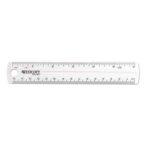 Office Jansan | Westcott 45016 6 in. Long Standard/Metric Transparent Shatter-Resistant Plastic Ruler - Clear image number 0