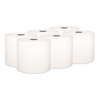 Kleenex 25639 7.5 in. x 700 ft. 1-Ply Hard Roll Paper Towels with Premium Absorbency Pockets - White/Gray Core (6-Rolls/Carton)