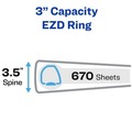 Binders & Binding Supplies | Avery 79193 11 in. x 8.5 in. 3 Rings 3 in. Capacity Heavy-Duty View Binder with DuraHinge and Locking One Touch EZD Rings - White (4/Carton) image number 2
