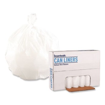 Boardwalk 16 Gallon 0.4 mil 24 in. x 32 in. Perforated Roll Low-Density Waste Can Liners - White (25 Bags/Roll, 20 Rolls/Carton)