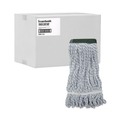 Office Jansan | Boardwalk BWK552 Rayon/Polyester Wide Floor Finish Mop Head - Medium, White/Blue (12/Carton) image number 2