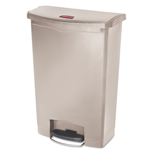 Trash & Waste Bins | Rubbermaid Commercial 1883552 Streamline 24-Gallon Resin Front Step Style Step-On Container - Beige image number 0