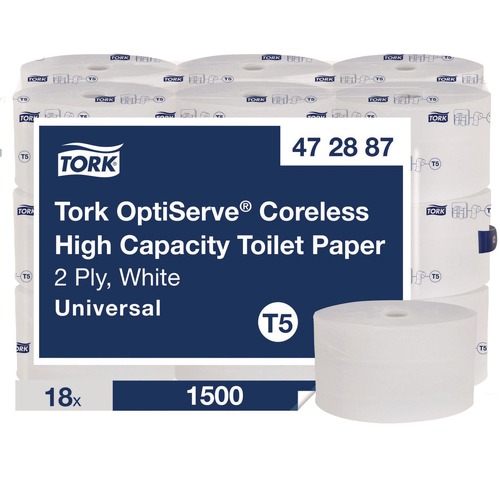 Cleaning & Janitorial Supplies | Tork 472887 2-Ply OptiServe High-Capacity Coreless Toilet Paper - White (18/Carton) image number 0