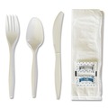 Food Service | Boardwalk BWK6COMBOKITPP 5.86 in. 6-Piece Mediumweight Plastic Cutlery Fork/Knife/Napkin/Pepper/Salt/Spoon Kit - White (250/Carton) image number 1