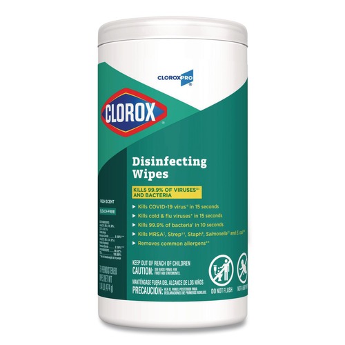 Hand Wipes | Clorox 15949 7 in. x 8 in. 1-Ply Disinfecting Wipes - Fresh Scent, White image number 0