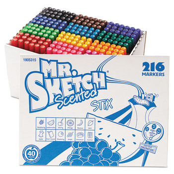 Mr. Sketch Scented Stix Fine Bullet Tip Watercolor Marker Set School Pack - Assorted Colors (216/Set)