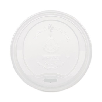 World Centric 10 oz. - 20 oz. PLA Lids for Hot Cups - White (1000/Carton)