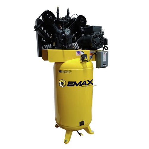 Stationary Air Compressors | EMAX EI10V080V1 10 HP 80 Gallon 2-Stage 1-Phase Industrial V4 Pressure Lubricated Solid Cast Iron Pump 38 CFM @ 100 PSI image number 0