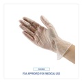 Disposable Gloves | Boardwalk BWK361SBX 3.6 mil 9.5 in. Long Powder-Free Exam Vinyl Gloves - Small, Clear (100/Box) image number 7