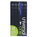 Pens | Universal UNV15541 Medium 1 mm Retractable Blue Barrel Comfort Grip Ballpoint Pen - Blue Ink (1 Dozen) image number 1
