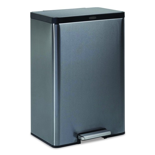 Trash Cans | Rubbermaid 2112520 Elite Step-On Trash Can 12 gal Metal Charcoal Stainless Steel/Black image number 0