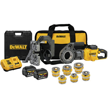 THREADING TOOLS | Dewalt DCE700X2K FLEXVOLT 60V MAX Lithium-Ion Cordless Pipe Threader Kit with (6) Die Heads (9 Ah)