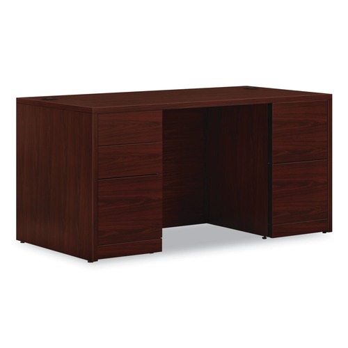 Office Desks & Workstations | HON H105892.NN 10500 Series 60 in. x 30 in. x 29.5 in. Double Pedestal Desk with Full Pedestals - Mahogany image number 0