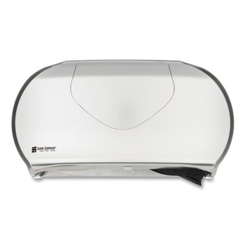 PRODUCTS | San Jamar R4070SS 19.25 in. x 6 in. x 12.25 in. Twin 9 in. Jumbo Bath Tissue Dispenser - Faux Stainless Steel
