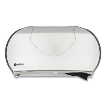 TOILET PAPER DISPENSERS | San Jamar R4070SS 19.25 in. x 6 in. x 12.25 in. Twin 9 in. Jumbo Bath Tissue Dispenser - Faux Stainless Steel