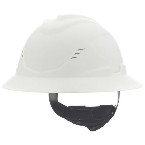  | MSA 10215828 V-Gard C1 Fas-Trac III Full Brim Vented Hard Hat - White image number 0
