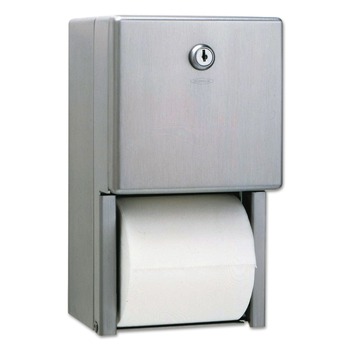 Bobrick 6-1/16 in. x 5-15/16 in. x 11 in. Stainless Steel 2-Roll Tissue Dispenser - Stainless Steel