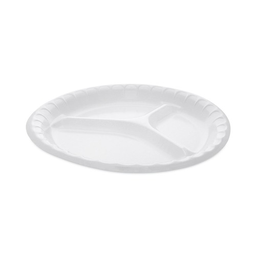  | Pactiv Corp. 0TK10044000Y Placesetter Deluxe Laminated Foam 3-Compartment 10.25 in. Plates - White (540/Carton) image number 0