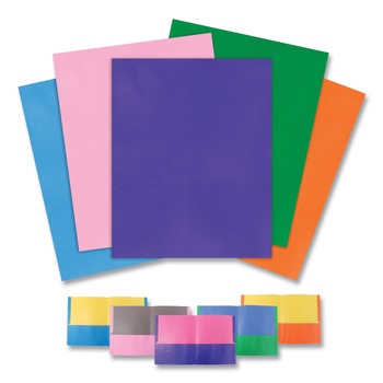 Roaring Spring 11 in. x 8.5 in. Sheets Dual Color Interior/Exterior Pocket Folder - Randomly Assorted Colors (50/Carton)
