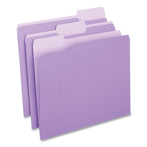  | Universal UNV10505 Deluxe Colored Top 1/3-Cut Tabs Letter Size File Folders - Violet/Light Violet (100/Box) image number 0