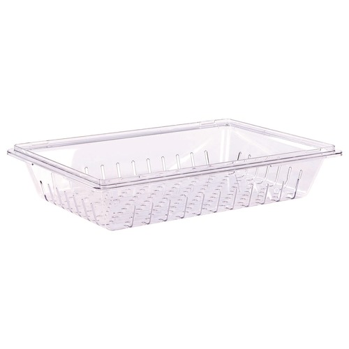 Food Service | Carlisle 1062807 18 in. x 26 in. StorPlus Polycarbonate Plastic Food Storage Container Colander - Clear image number 0