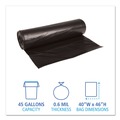 Trash Bags | Boardwalk H8046HKKR01 Low-Density 45 Gallon 0.6 mil 40 in. x 46 in. Waste Can Liners - Black (25 Bags/Roll, 4 Rolls/Carton) image number 3