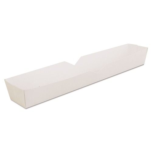 Food Trays, Containers, and Lids | SCT SCH 0711 10.25 in. x 1.5 in. x 1.25 in. Footlong Hot Dog Tray - White (500/Carton) image number 0