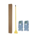 Bulk Savings Pricing 2 | Boardwalk BWK400MBC 60 in. Metal/Polypropylene Handle Cotton/Rayon/Synthetic Head Looped End Mop Kit - Medium, Blue/Yellow (1-Kit) image number 2