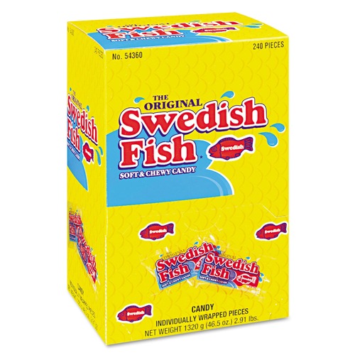 Snacks | Swedish Fish 00 70462 43146 00 Grab-and-Go Candy Snacks In Reception Box (240-Pieces/Box) image number 0