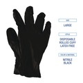Work Gloves | Boardwalk 396LBXA 4.4 mil Disposable General-Purpose Powder-Free Nitrile Gloves - Large, Black (100/Box) image number 6