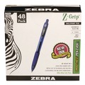 Pens | Zebra ZEB22248 Z-Grip Ballpoint Pen, Retractable, Medium 1 mm, Blue Ink, Blue/Clear Barrel, 48/Pack image number 1
