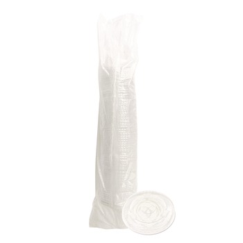 Boardwalk 9 oz. to 12 oz. Crystal-Clear Cold Cup Straw-Slot Lids - Clear (100/Pack)