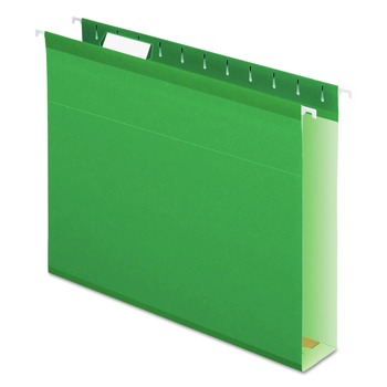 Pendaflex 2 in. Extra Capacity 1/5-Cut Tabs Reinforced Hanging Letter File Folders with Box Bottom - Bright Green (25/Box)