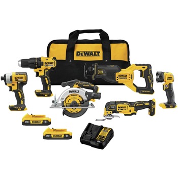 Factory Reconditioned Dewalt 20V MAX Brushless Lithium-Ion Cordless 6-Tool Combo Kit with 2 Batteries (2 Ah)