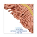 Mops | Boardwalk BWK501OR 5 in. Headband Cotton/Synthetic Fiber Super Loop Wet Mop Head - Small, Orange (12/Carton) image number 6