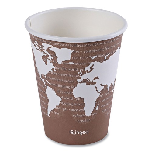 Cups and Lids | Eco-Products EP-BHC8-WAPK World Art 8 oz. Renewable and Compostable Hot Cups - Plum (50/Pack) image number 0
