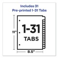 Office Jansan | Avery 11308 11 in. x 8.5 in. 31-Tab 1 to 31 Preprinted Laminated Tab Dividers with Gold Reinforced Binding Edge - Buff (1-Set) image number 5