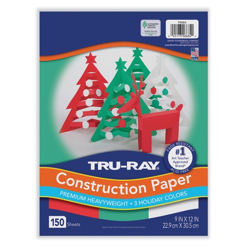 Cleaning & Janitorial Supplies | Pacon P6684 Tru-Ray 9 x 12 70 lb. Text Weight Construction Paper - Assorted Holiday Colors (150/Pack) image number 0