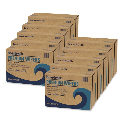 Cleaning & Janitorial Supplies | Boardwalk BWK-P070IDB 8.26 in. x 16.75 in. Hydrospun Wipers - Blue (1000/Carton) image number 0