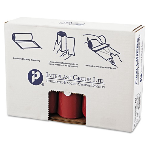 Trash Bags | Inteplast Group WSL4046R Low-Density 45 Gallon 40 in. x 46 in. Commercial Can Liners - Red (100/Carton) image number 0