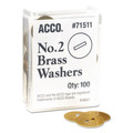 Office Jansan | ACCO A7071511 1.25 in. Diameter No. 2 Washers for Two-Prong Fasteners - Brass (100/Box) image number 0