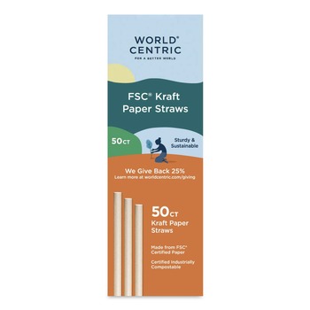 World Centric 8 in. Kraft Paper Straws - Brown (50/Pack)