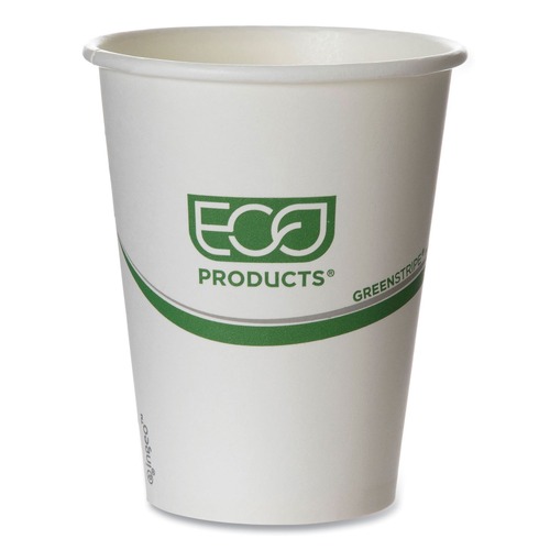Cups and Lids | Eco-Products EP-BHC12-GS 12 oz. GreenStripe Renewable and Compostable Paper Hot Cups - White/Green (1000/Carton) image number 0