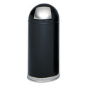 Trash & Waste Bins | Safco 9636BL Dome Receptacle W/spring-Loaded Door, Round, Steel, 15gal, Black image number 0